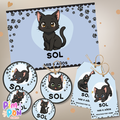 kit imprimible personalizado - gatitos mod 3 azul