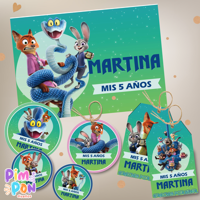 kit imprimible textos editables - zootopia 2