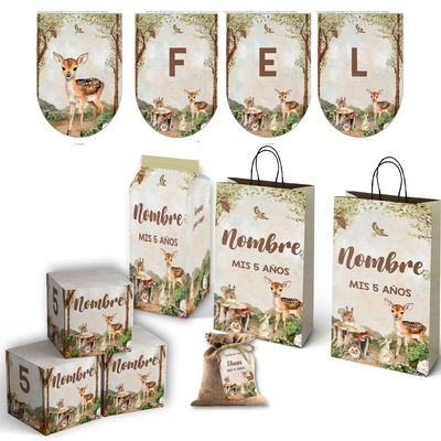 kit imprimible textos editables - animalitos del bosque encantado 3