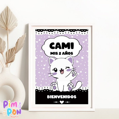 kit imprimible personalizado - gatitos mod 2 violeta