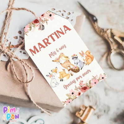 kit imprimible textos editables - animalitos del bosque encantado 2 rosa