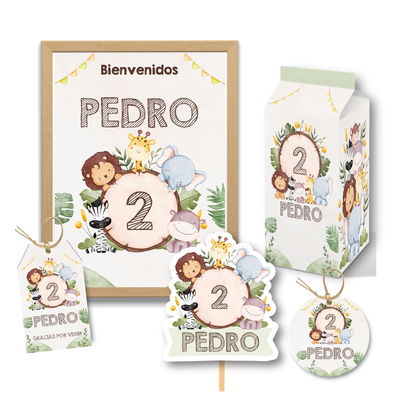 kit imprimible personalizado - animalitos de la selva 4