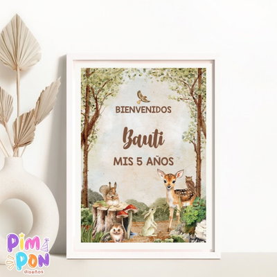 kit imprimible textos editables - animalitos del bosque encantado 3
