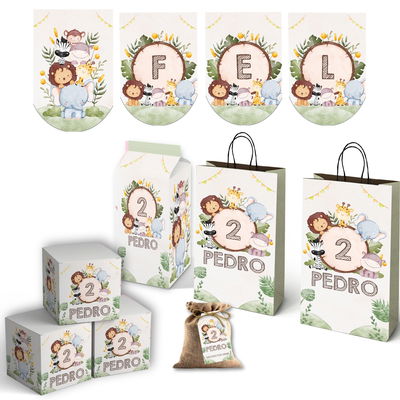 kit imprimible textos editables - animales de la selva 4