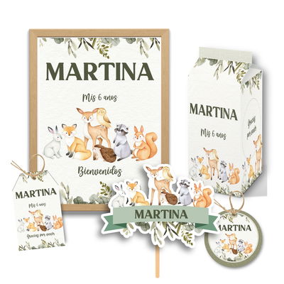 kit imprimible personalizado - animalitos del bosque encantado 2