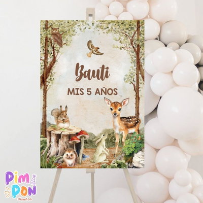 kit imprimible personalizado - animalitos del bosque encantado 3