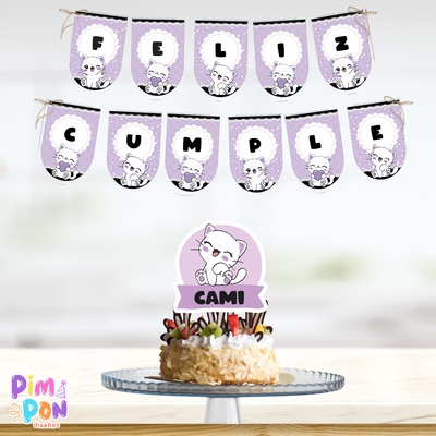 kit imprimible personalizado - gatitos mod 2 violeta
