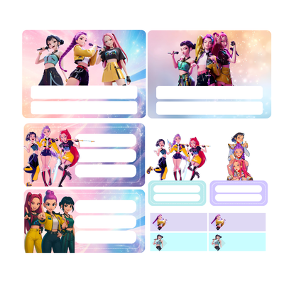 Kit Imprimible Etiquetas Escolares - Huntrix Guerreras K-pop