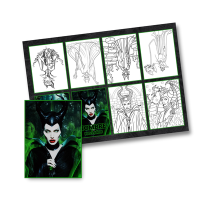 Juego imprimible editable - souvenir - mini libro para colorear malefica
