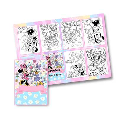 Juego imprimible editable - souvenir - mini libro para colorear minnie y daisy