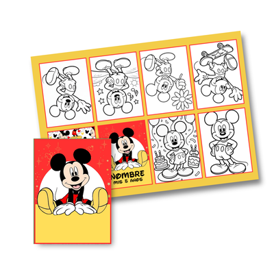 Juego imprimible editable - souvenir - mini libro para colorear mickey mouse