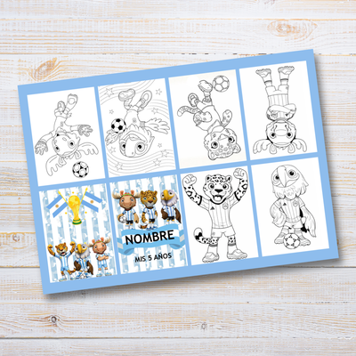 Juego imprimible editable - souvenir - mini libro para colorear mundial 2026 argentina