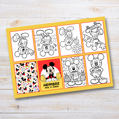 Juego imprimible editable - souvenir - mini libro para colorear mickey mouse