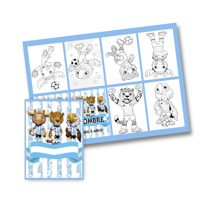 Juego imprimible editable - souvenir - mini libro para colorear mundial 2026 argentina