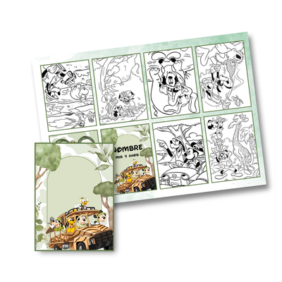 Juego imprimible editable - souvenir - mini libro para colorear mickey safari