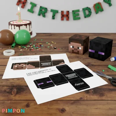 Pack x10 cajas cubo souvenir MINECRAFT 6 cm
