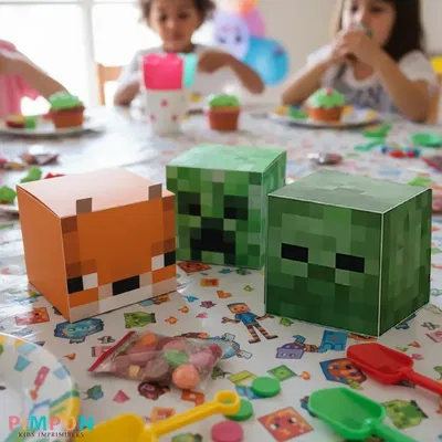 Pack x10 cajas cubo souvenir MINECRAFT 6 cm