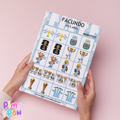 Juego imprimible - souvenir - memotest mundial 2026 argentina