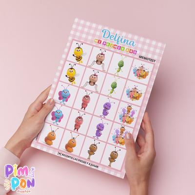 Juego imprimible - souvenir - memotest bichikids