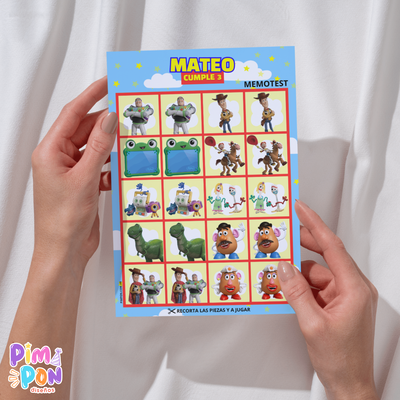 Juego imprimible - souvenir - memotest toy story 5