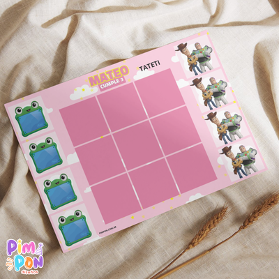Juego imprimible - souvenir - tateti toy story 5 rosa