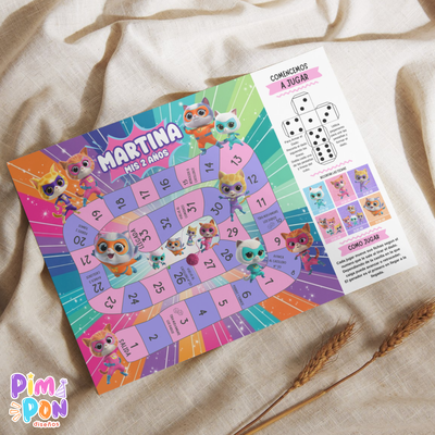 Juego imprimible - souvenir - juego de la oca super gatitos