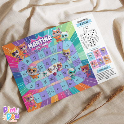 Juego imprimible - souvenir - juego de la oca super gatitos