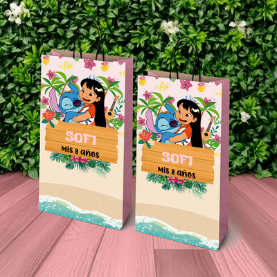 pack x 10 unidades - BOLSITAS GOLOSINAS - lilo y stitch rosa