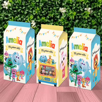 pack x 10 unidades cajas milkbox golosineras - canciones del zoo