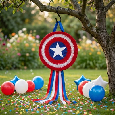 piñata artesanal - capitan america escudo