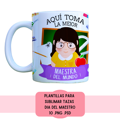 Plantillas Para Sublimar Tazas - Imprimible - dia del maestro