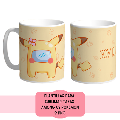 Plantillas Para Sublimar Tazas - Imprimible - Among us pokemon