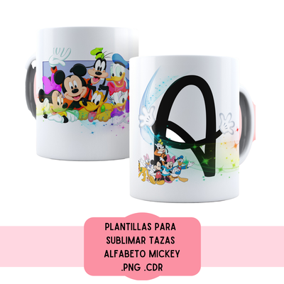 Plantillas Para Sublimar Tazas - Imprimible - Abecedario - Alfabeto - disney mickey