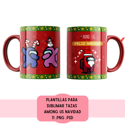 Plantillas Para Sublimar Tazas - Imprimible - Among us navidad