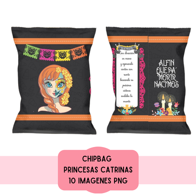 plantilla imprimible chipbag princesas catrinas