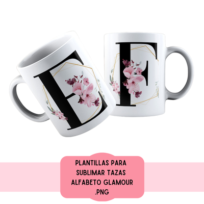 Plantillas Para Sublimar Tazas - Imprimible - Abecedario - Alfabeto - glamour