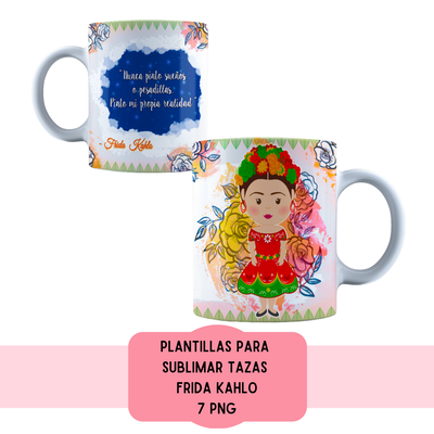 Plantillas Para Sublimar Tazas - Imprimible - frida kahlo