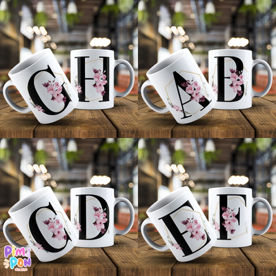Plantillas Para Sublimar Tazas - Imprimible - Abecedario - Alfabeto - glamour