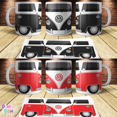 Plantillas Para Sublimar Tazas - Imprimible - combi volkswagen