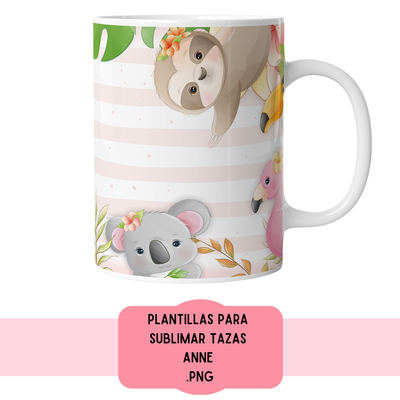 Plantillas Para Sublimar Tazas - Imprimible - Animalitos selva