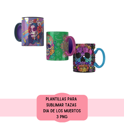 Plantillas Para Sublimar Tazas - Imprimible - dia de los muertos