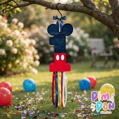 piñata artesanal - mickey mouse numeros