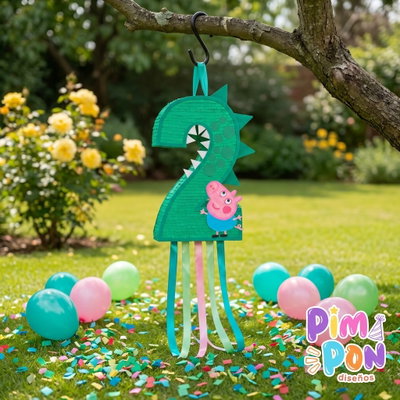 piñata artesanal - peppa pig george numero