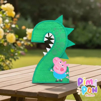piñata artesanal - peppa pig george numero