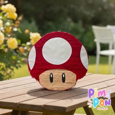 piñata artesanal - SUPER MARIO - HONGO ROJO