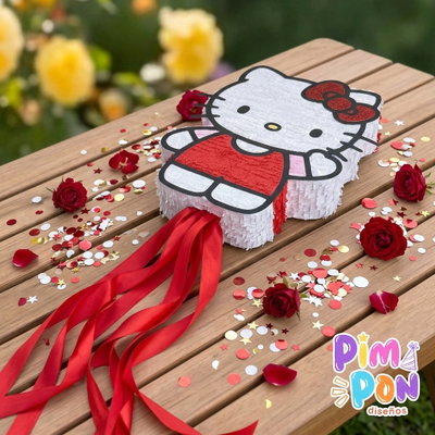 piñata artesanal - HELLO KITTY ROJA