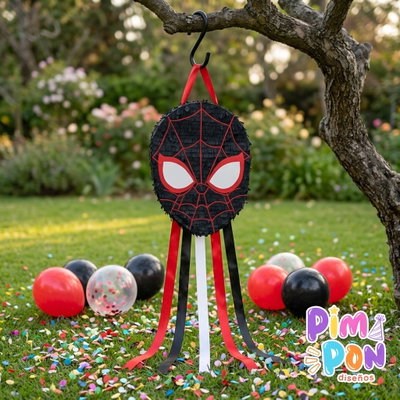 piñata artesanal - spiderman negro