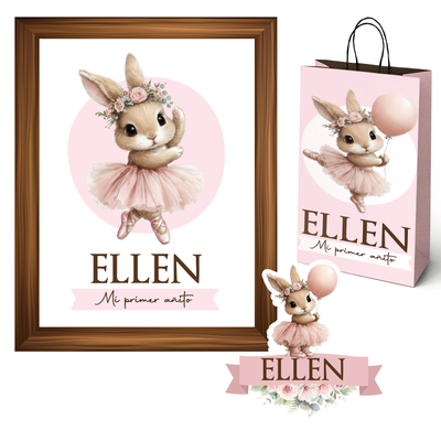 kit imprimible personalizado - coneja - conejita ballet