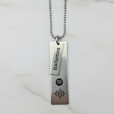 Collar Dije Rectangular Doble 4cm