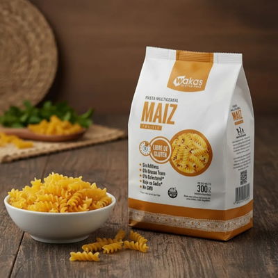 Fideos tirabuzón multicereal - Wakas